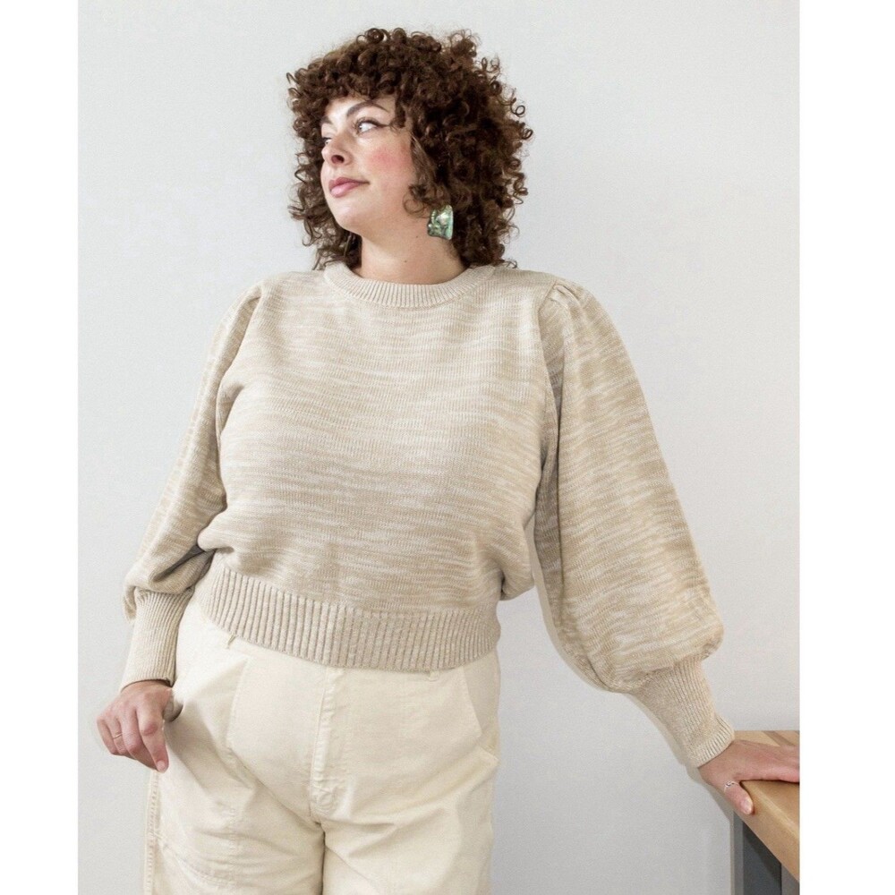 Curator Sf Joni Sweater Size 3XL/4XL Balloon Sleeve Neutral Career Minimalist